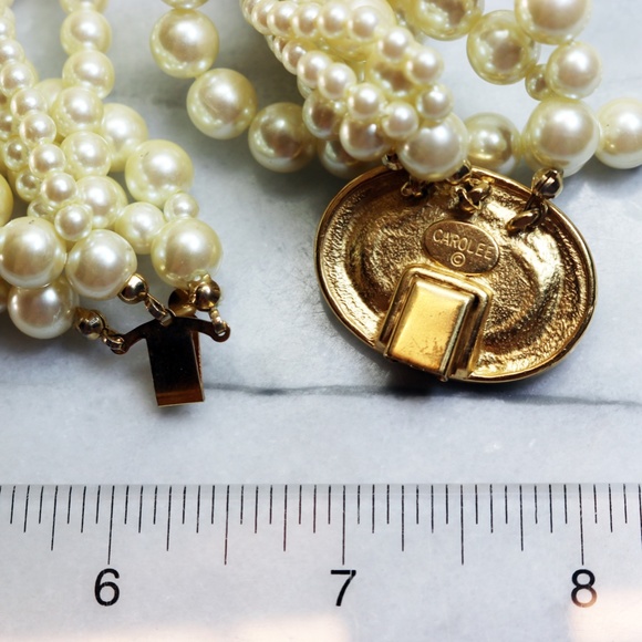 Vintage Carolee Pearl Cabochon 8-Strand Necklace - Picture 7 of 16